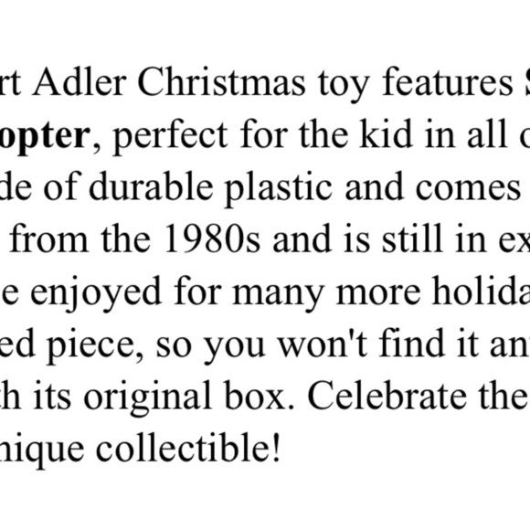 Kurt Adler Santa's Red Helicopter Toy - Picture 7 of 7